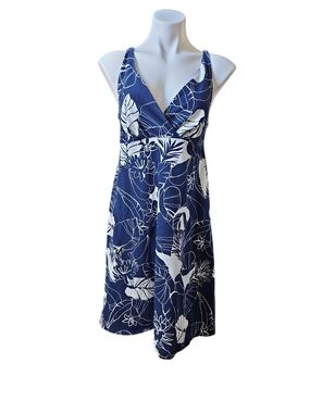Patagonia Amber Dawn Blue & White Floral V-Neck Sundress